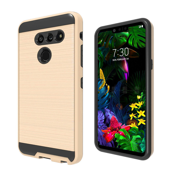 For LG G8 ThinQ [Luxury Brushed] Shockproof Slim Design Armor Defender Dual Layer Hybrid Rugged PC Plastic Impact Image 4