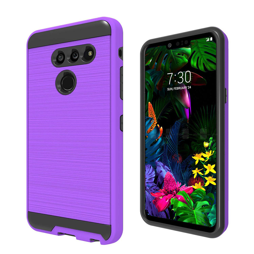 For LG G8 ThinQ [Luxury Brushed] Shockproof Slim Design Armor Defender Dual Layer Hybrid Rugged PC Plastic Impact Image 4