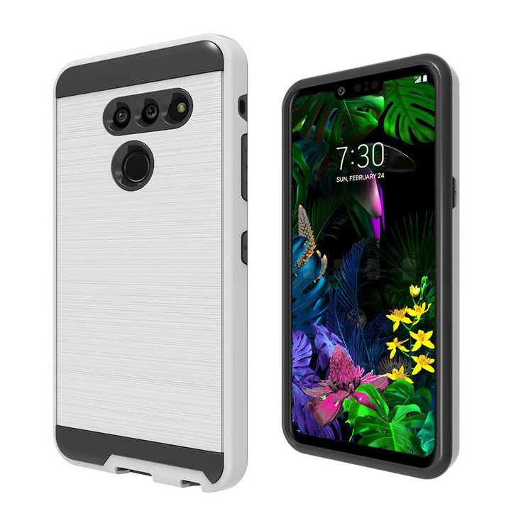 For LG G8 ThinQ [Luxury Brushed] Shockproof Slim Design Armor Defender Dual Layer Hybrid Rugged PC Plastic Impact Image 6