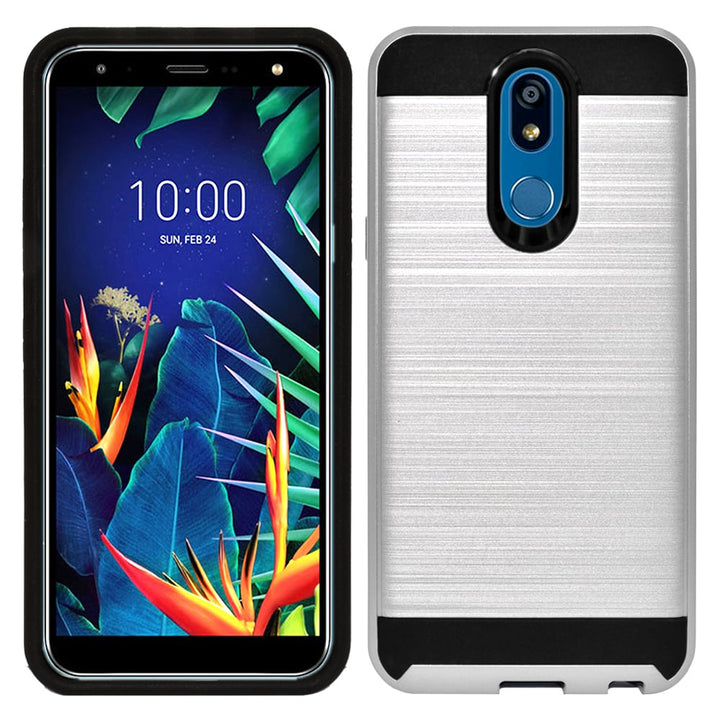 For LG K40 [Luxury Brushed] Shockproof Slim Design Armor Defender Dual Layer Hybrid Rugged PC Plastic Impact Resistant Image 1