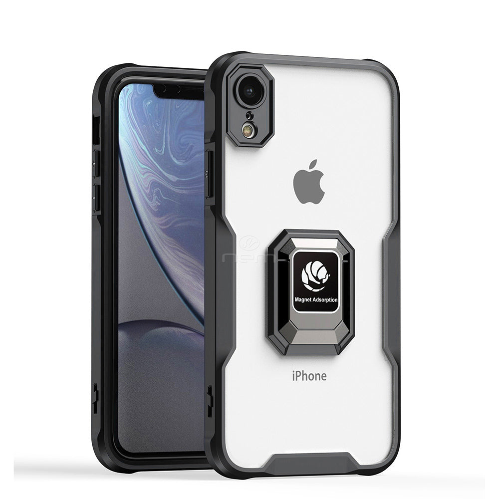 For Apple iPhone XR Clear Magnetic Car Mount Ring Holder Kickstand Shockproof Protective Hybrid Case Cover Image 1