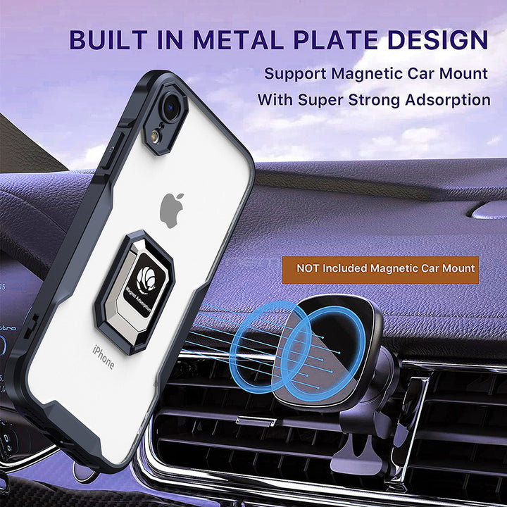 For Apple iPhone XR Clear Magnetic Car Mount Ring Holder Kickstand Shockproof Protective Hybrid Case Cover Image 2