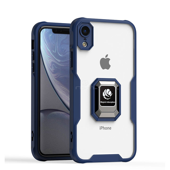 For Apple iPhone XR Clear Magnetic Car Mount Ring Holder Kickstand Shockproof Protective Hybrid Case Cover Image 4