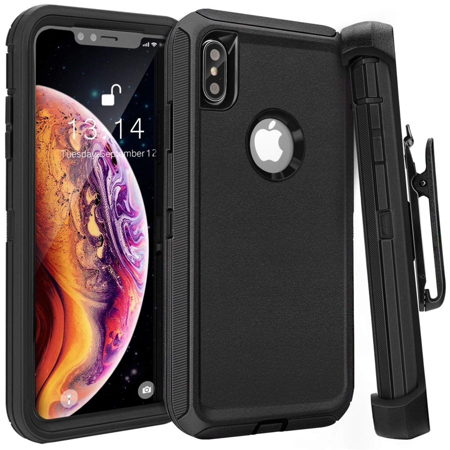For Apple IPhone XR Heavy Duty Military Grade Full Body Shockproof Dust-Proof Drop Proof Rugged Protective Cover w/Belt Image 1
