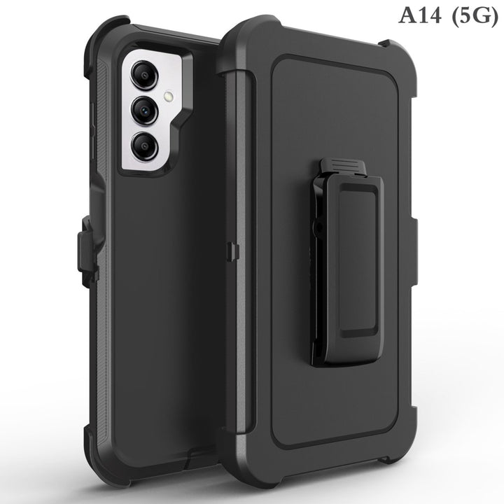 Samsung Galaxy A14 5G Rugged Shockproof Case with Belt Clip Black Heavy Duty Image 1