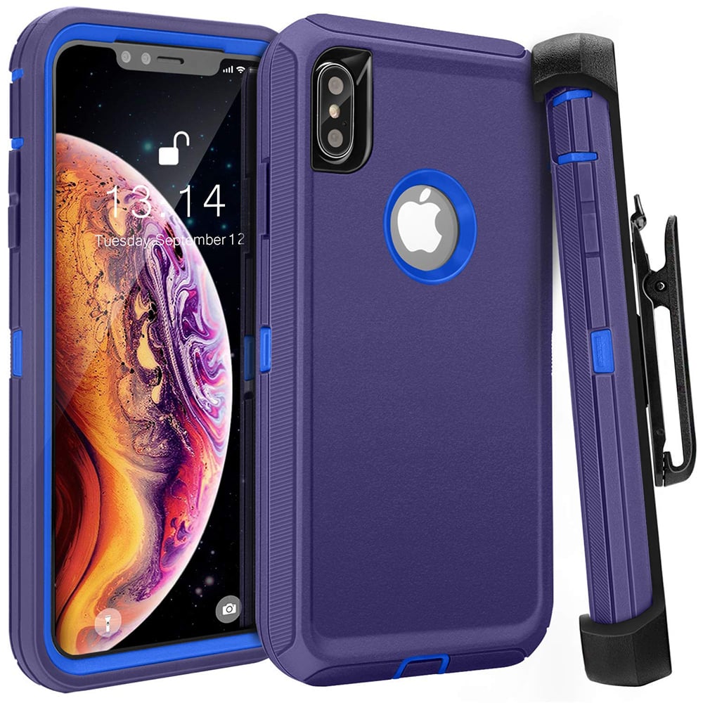 For Apple IPhone XR Heavy Duty Military Grade Full Body Shockproof Dust-Proof Drop Proof Rugged Protective Cover w/Belt Image 1