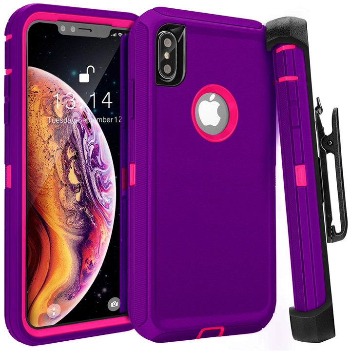 For Apple IPhone XR Heavy Duty Military Grade Full Body Shockproof Dust-Proof Drop Proof Rugged Protective Cover w/Belt Image 8