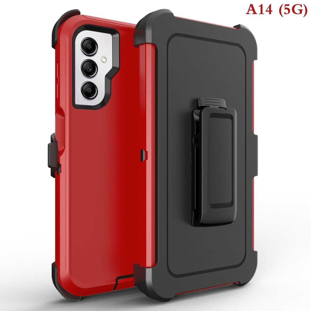 Samsung Galaxy A14 5G Rugged Shockproof Case with Belt Clip Black Heavy Duty Image 7