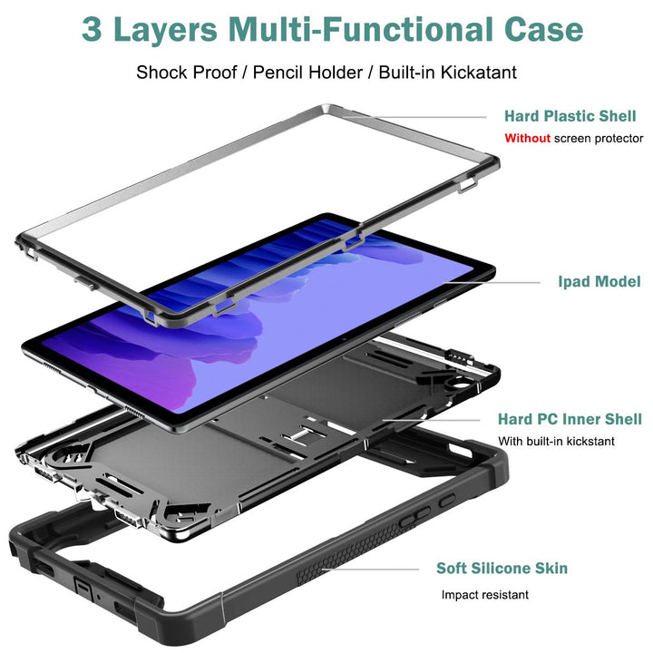 Samsung Galaxy Tab A7 Lite Case Heavy Duty Dual Layer Kickstand Black T225 T220 Image 4