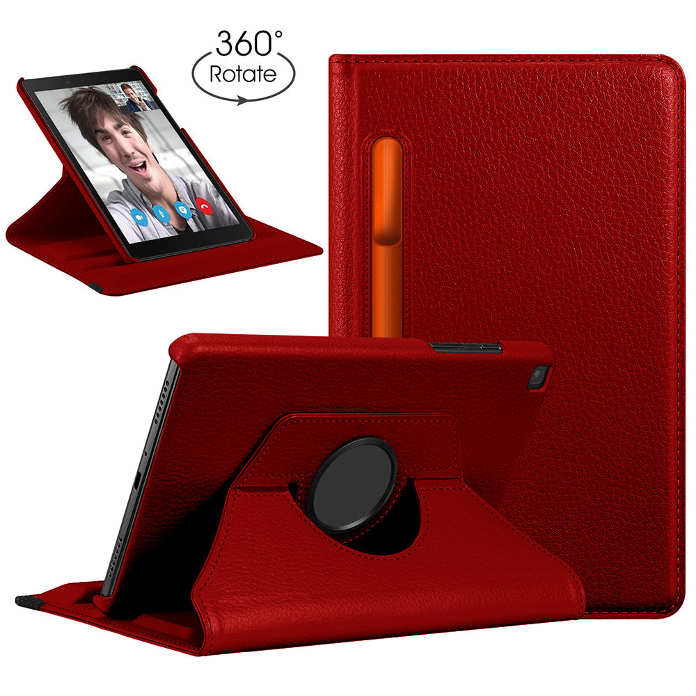 For Samsung Galaxy Tab A 8.0 2019 / T290 / T295 360 Degree Rotating Stand W/ Pencil Slots Leather Folio Tablet Case Image 9