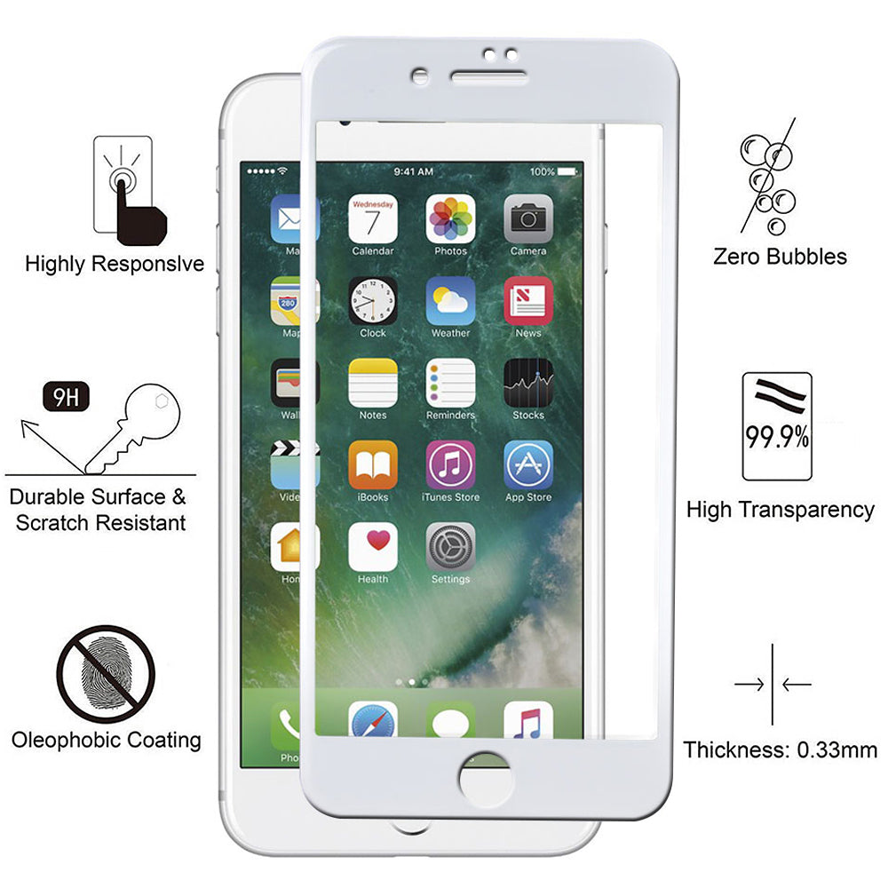 For Apple iPhone 8 Plus / iPhone 7 Plus Glass Screen Protector Designed [Edge to Edge Coverage] Full Protection Durable Image 3