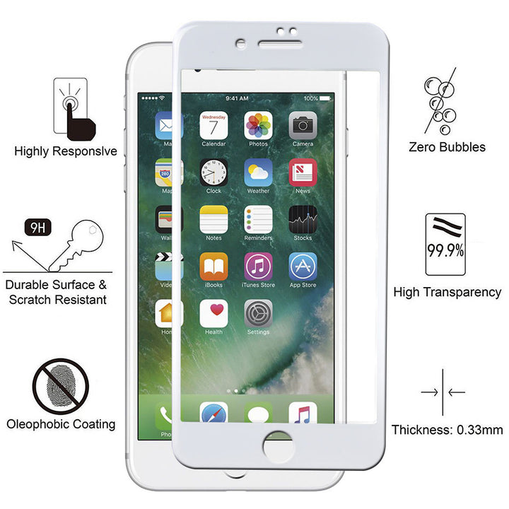 For Apple iPhone 8 Plus / iPhone 7 Plus Glass Screen Protector Designed [Edge to Edge Coverage] Full Protection Durable Image 1