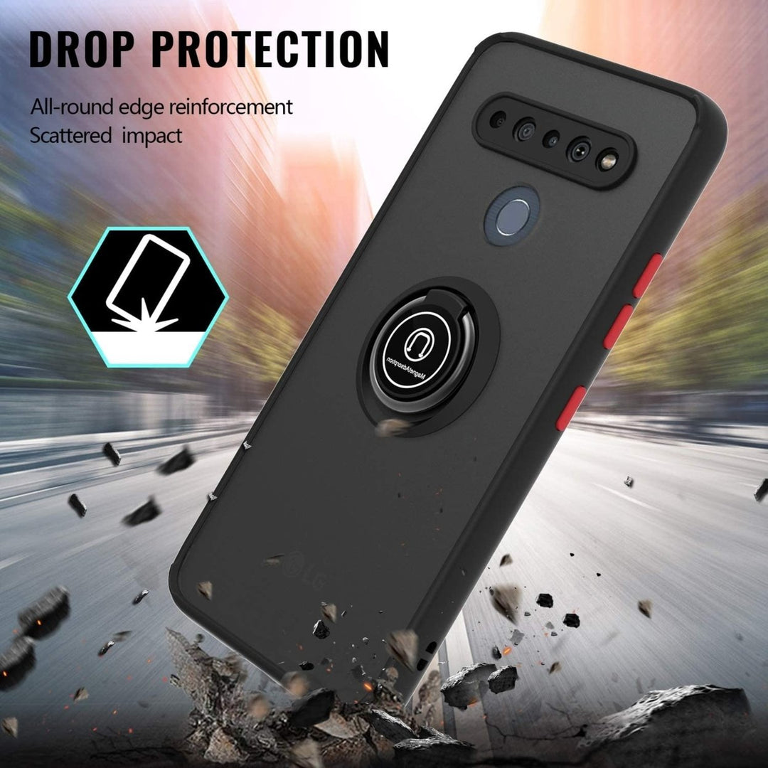 For LG K61 / Q61 Clear with Ring Kickstand Protective Shock -Absorbing Bumper Shockproof Phone Case Image 3