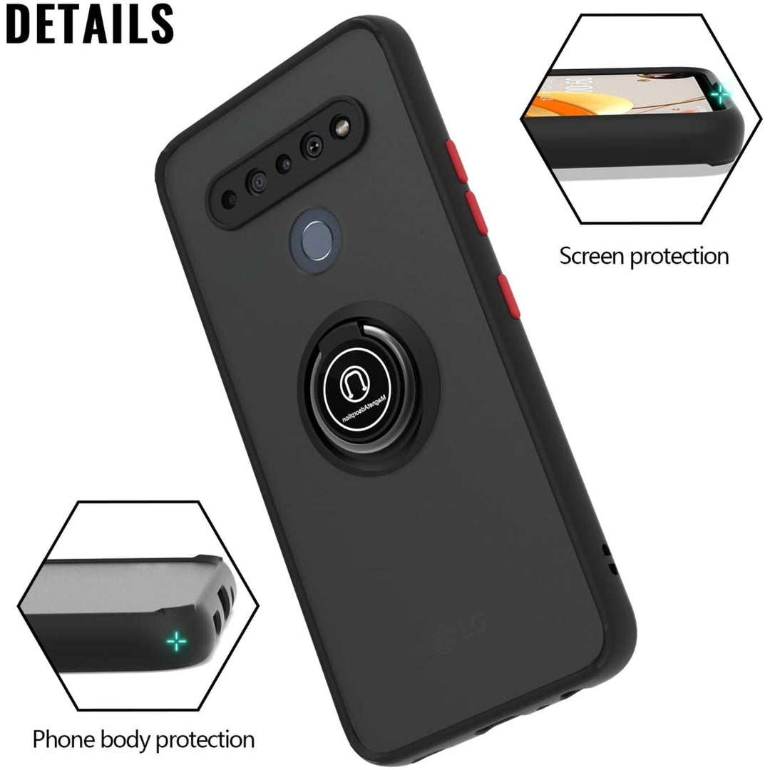 For LG K61 / Q61 Clear with Ring Kickstand Protective Shock -Absorbing Bumper Shockproof Phone Case Image 4