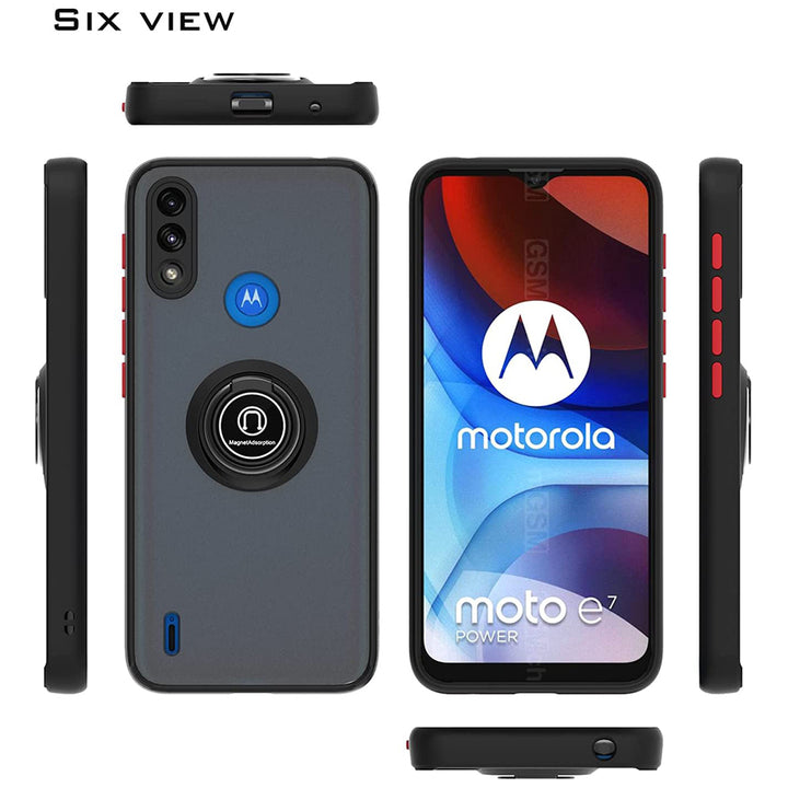 For Motorola Moto E7 Power 2021 Clear with Ring Kickstand Protective Shock -Absorbing Bumper Shockproof Phone Case Image 3