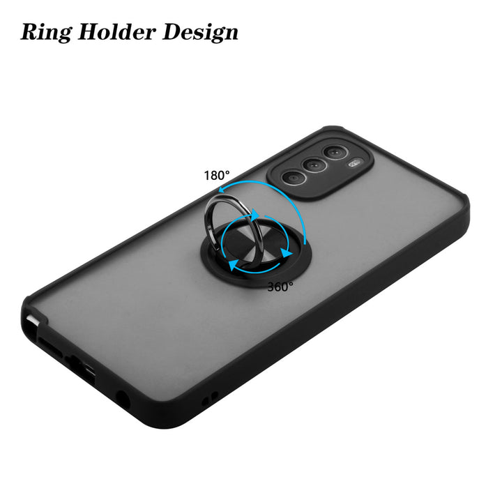 For Motorola Edge 2022 Clear with Ring Kickstand Protective Shock -Absorbing Bumper Shockproof Phone Case Image 3