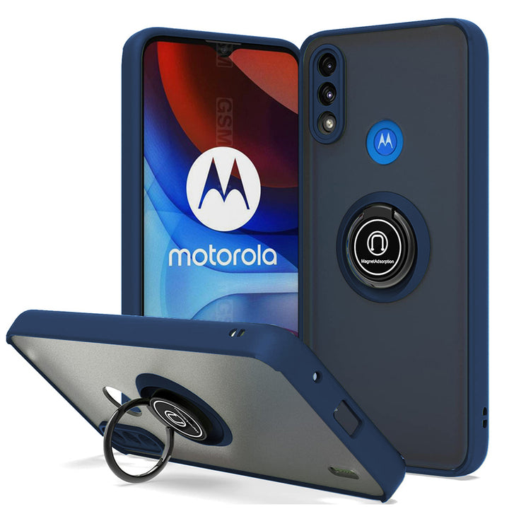 For Motorola Moto E7 Power 2021 Clear with Ring Kickstand Protective Shock -Absorbing Bumper Shockproof Phone Case Image 6