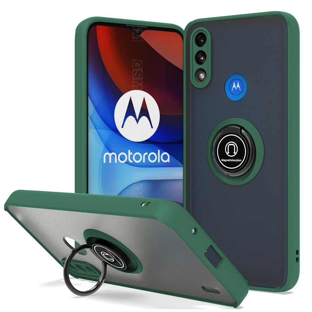 For Motorola Moto E7 Power 2021 Clear with Ring Kickstand Protective Shock -Absorbing Bumper Shockproof Phone Case Image 7