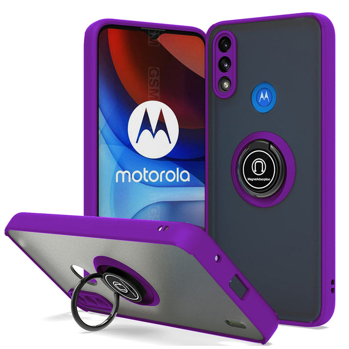 For Motorola Moto E7 Power 2021 Clear with Ring Kickstand Protective Shock -Absorbing Bumper Shockproof Phone Case Image 8