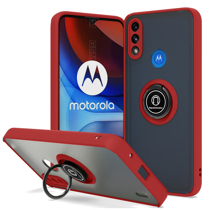 For Motorola Moto E7 Power 2021 Clear with Ring Kickstand Protective Shock -Absorbing Bumper Shockproof Phone Case Image 9