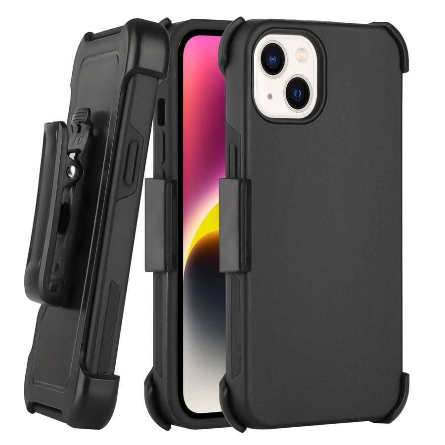 For Apple iPhone 14 Plus 6.7 Holster Case Combo Shell Slim Rugged Case with Kickstand Swivel Belt Clip Holster Image 1