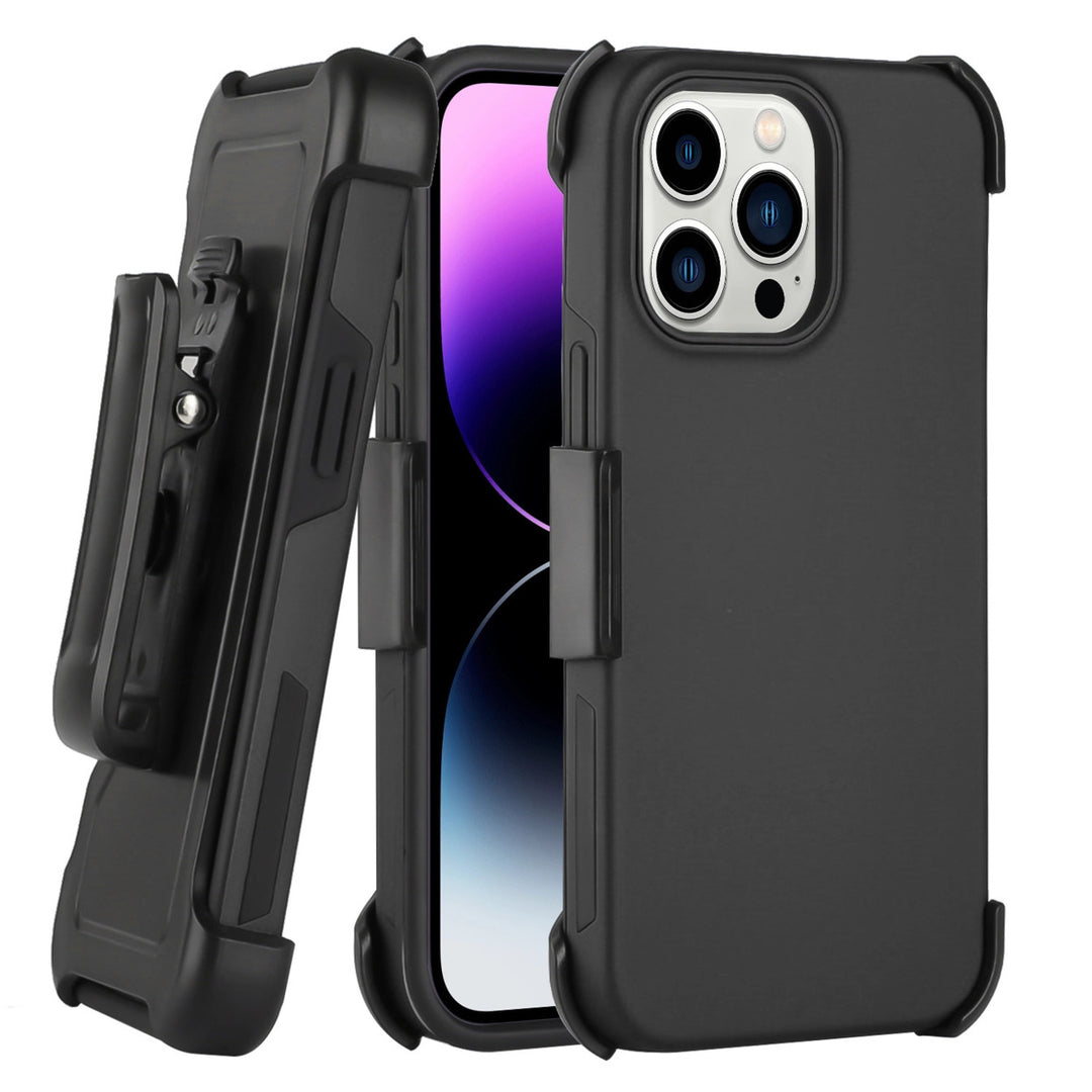 For Apple iPhone 14 Pro Max 6.7 Holster Case Combo Shell Slim Rugged Case with Kickstand Swivel Belt Clip Holster Image 1