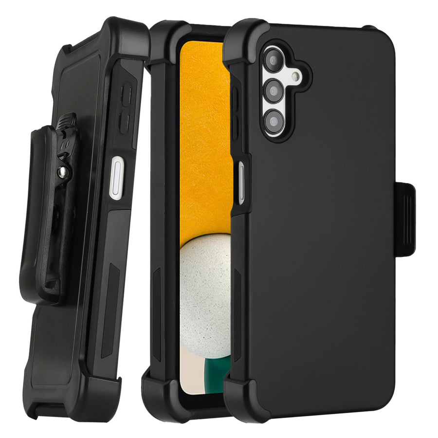 For Samsung Galaxy A04S / SM-A047F Holster Case Combo Shell Slim Rugged Case with Kickstand Swivel Belt Clip Holster Image 1