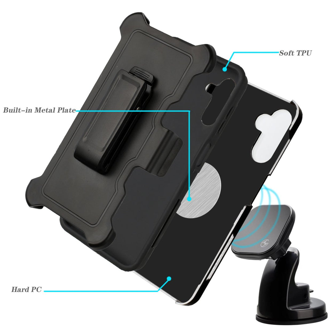 For Samsung Galaxy A04S / SM-A047F Holster Case Combo Shell Slim Rugged Case with Kickstand Swivel Belt Clip Holster Image 3