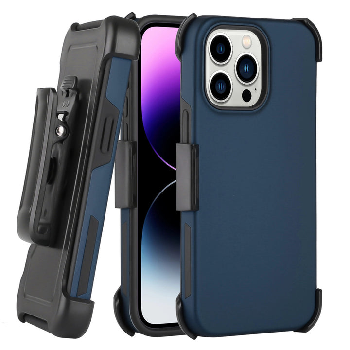 For Apple iPhone 14 Pro Max 6.7 Holster Case Combo Shell Slim Rugged Case with Kickstand Swivel Belt Clip Holster Image 6