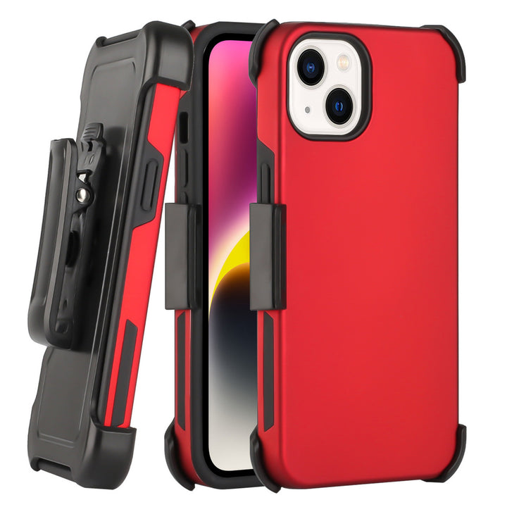 For Apple iPhone 14 Plus 6.7 Holster Case Combo Shell Slim Rugged Case with Kickstand Swivel Belt Clip Holster Image 7