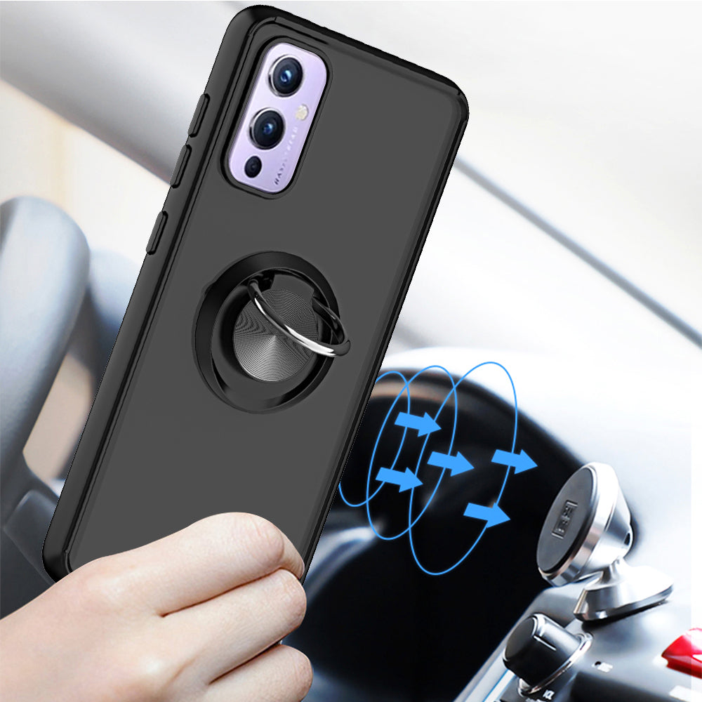 For OnePlus 9 Clear with Ring Kickstand Protective Shock -Absorbing Bumper Shockproof Phone Case Image 2