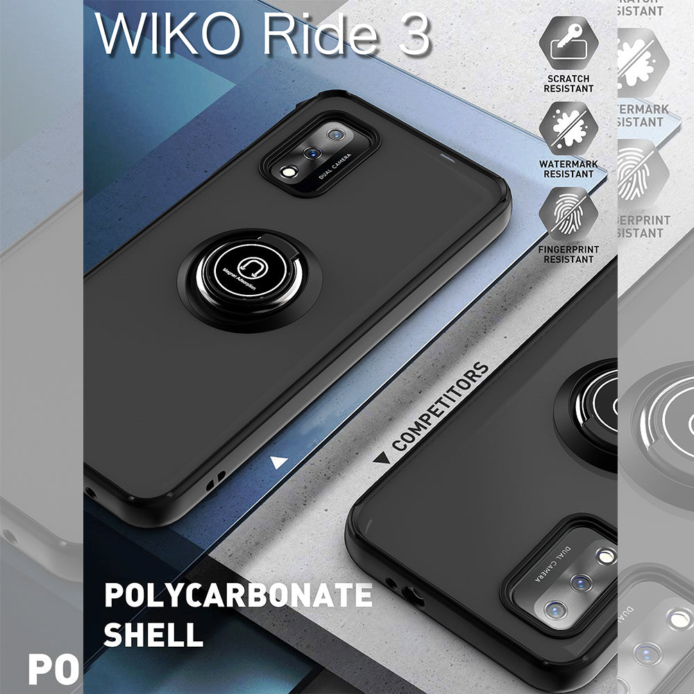 For Wiko Ride 3 Clear with Ring Kickstand Protective Shock -Absorbing Bumper Shockproof Phone Case Image 2