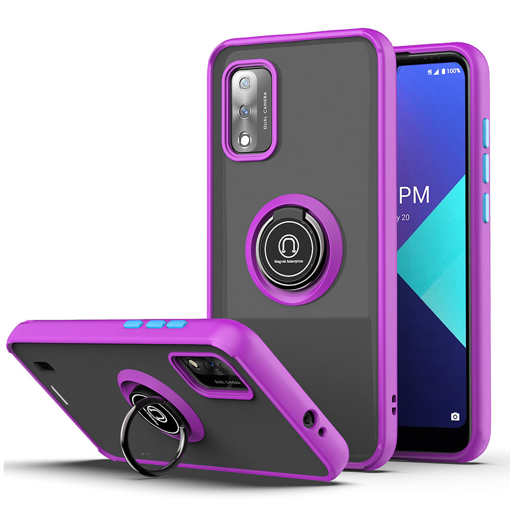 For Wiko Ride 3 Clear with Ring Kickstand Protective Shock -Absorbing Bumper Shockproof Phone Case Image 7