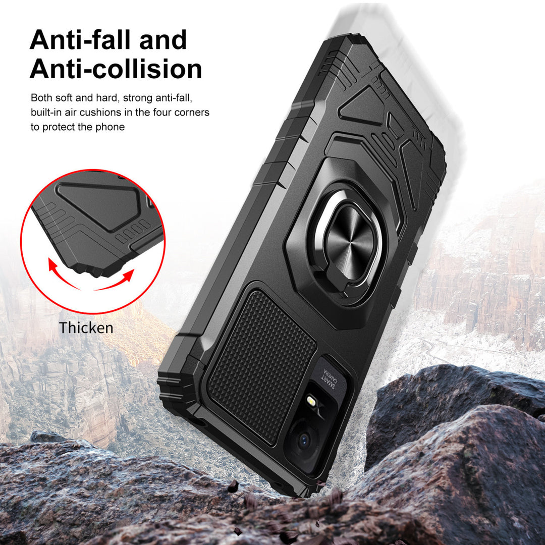 For TCL ION X 2023 Case Cover and Stand Heavy Duty Shockproof Protective Rugged Phone Case with Rotatable Ring Kickstand Image 3