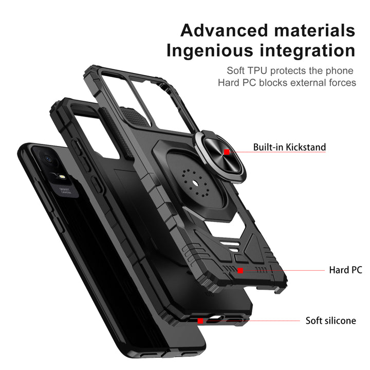 For TCL ION X 2023 Case Cover and Stand Heavy Duty Shockproof Protective Rugged Phone Case with Rotatable Ring Kickstand Image 4