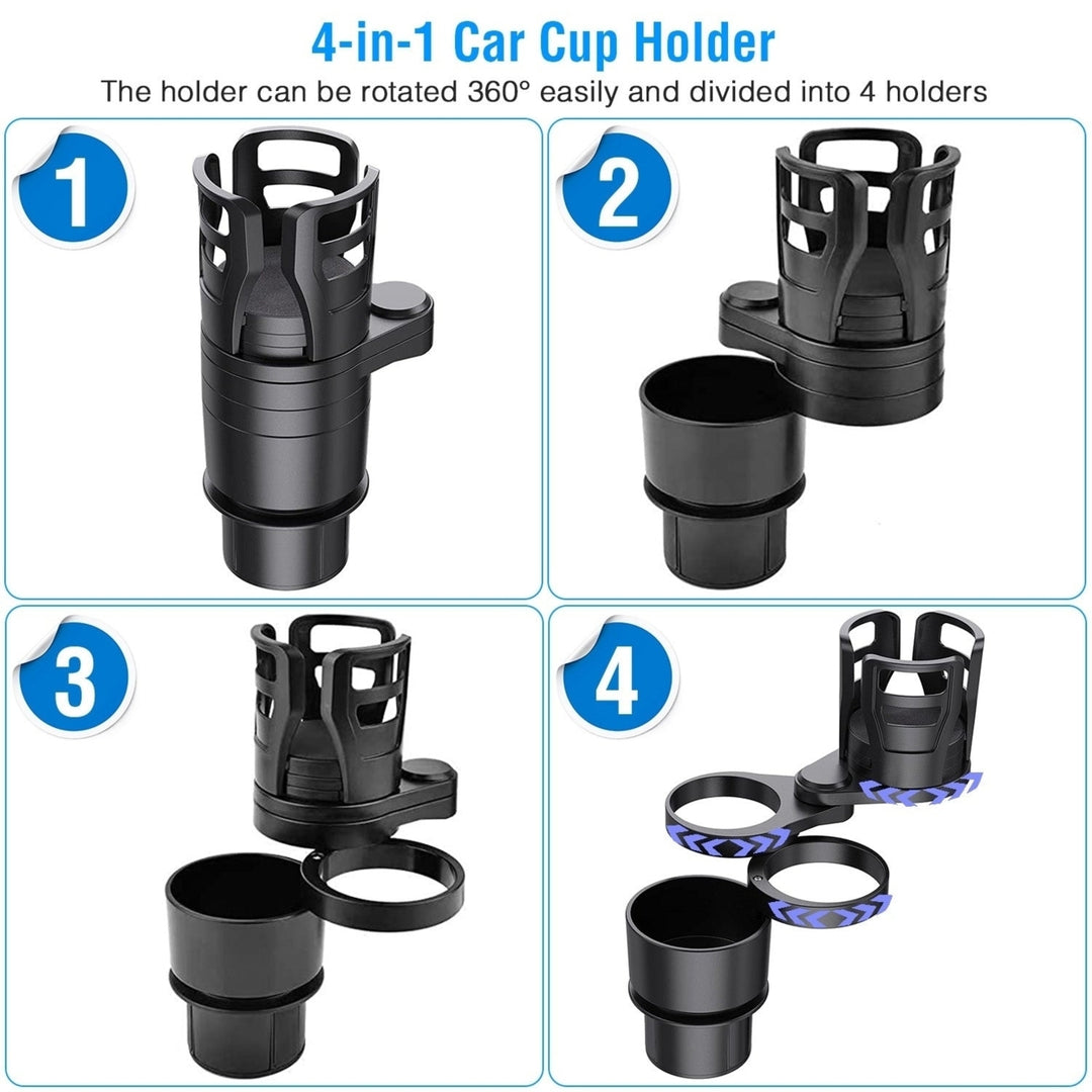 4 In 1 Car Cup Holder Expander Adapter Multifunctional Water Cup Mount Stand 360 Rotating Drink Bottle Organizer with Image 4