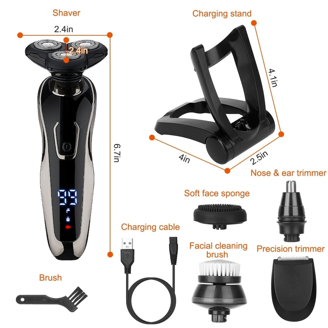 5 In 1 Electric Razor Shaver Rechargeable Cordless Head Beard Trimmer Shaver Kit IPX6 Waterproof Dry Wet Grooming Kit Image 6