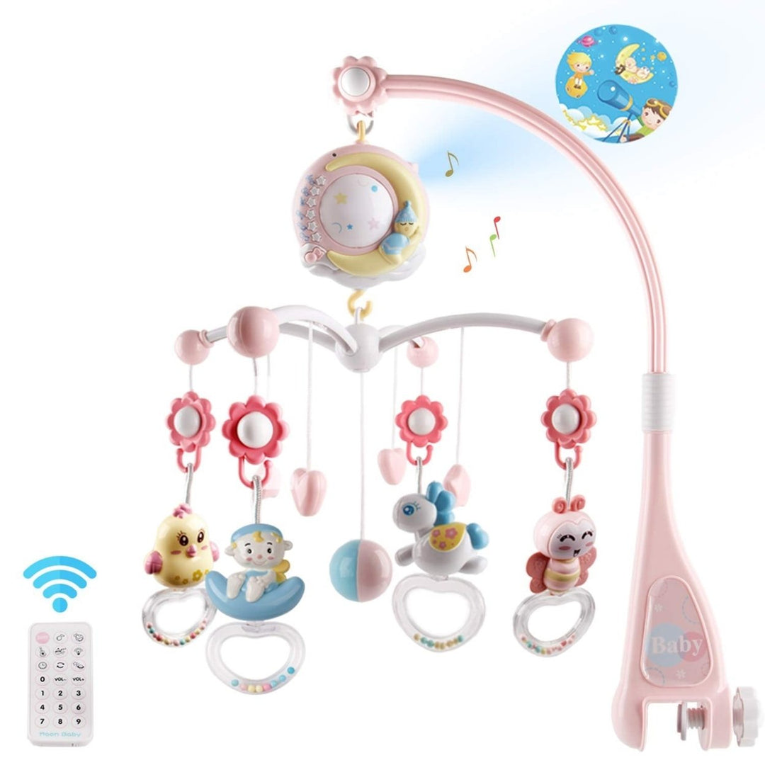 Baby Musical Crib Bed Bell Rotating Mobile Star Projection Nursery Light Baby Rattle Toy Image 1