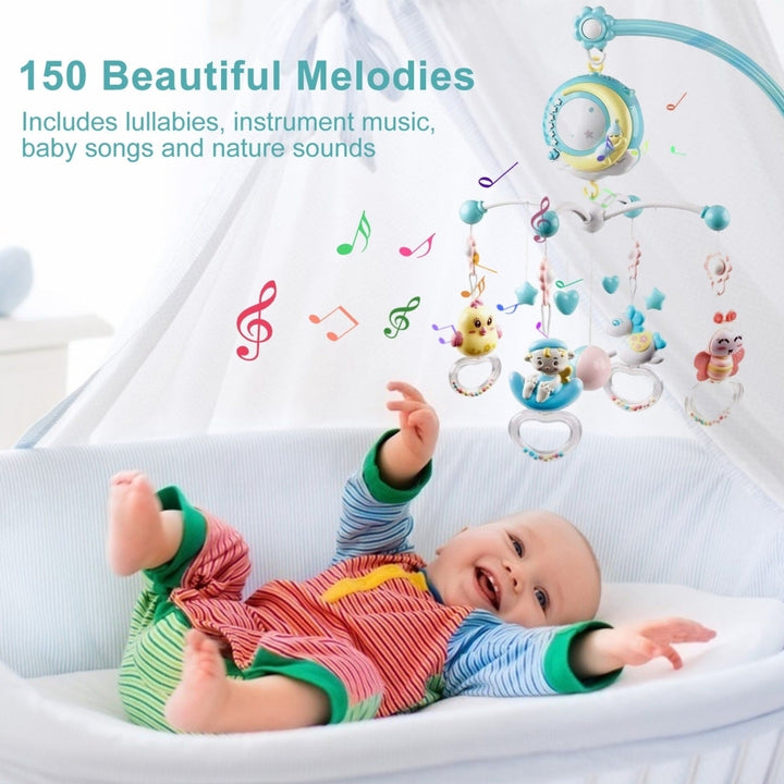 Baby Musical Crib Bed Bell Rotating Mobile Star Projection Nursery Light Baby Rattle Toy Image 4