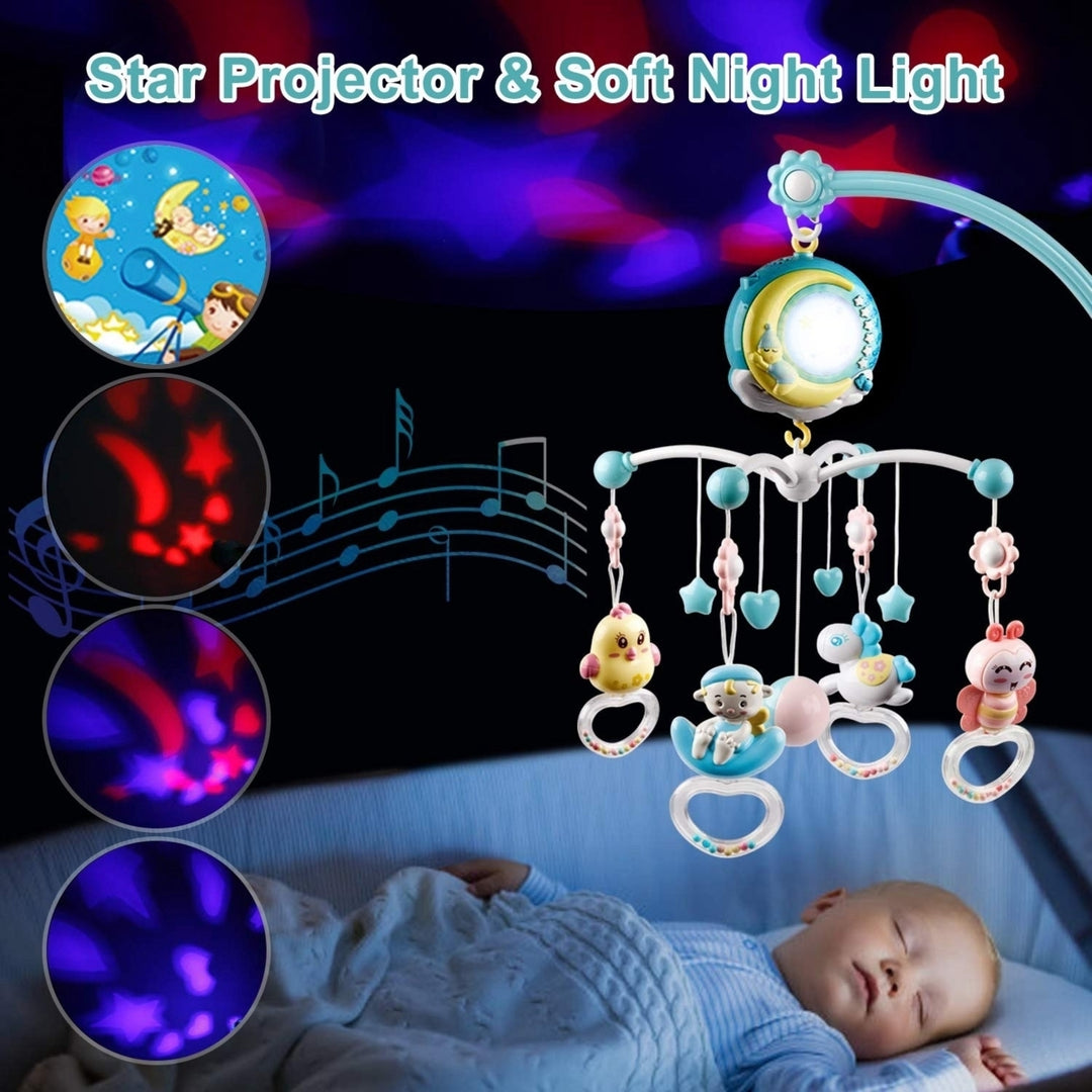 Baby Musical Crib Bed Bell Rotating Mobile Star Projection Nursery Light Baby Rattle Toy Image 4