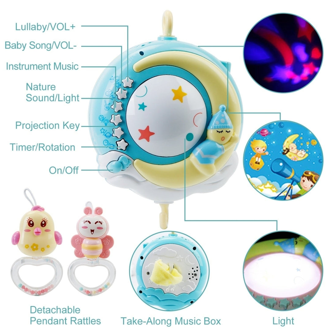 Baby Musical Crib Bed Bell Rotating Mobile Star Projection Nursery Light Baby Rattle Toy Image 7