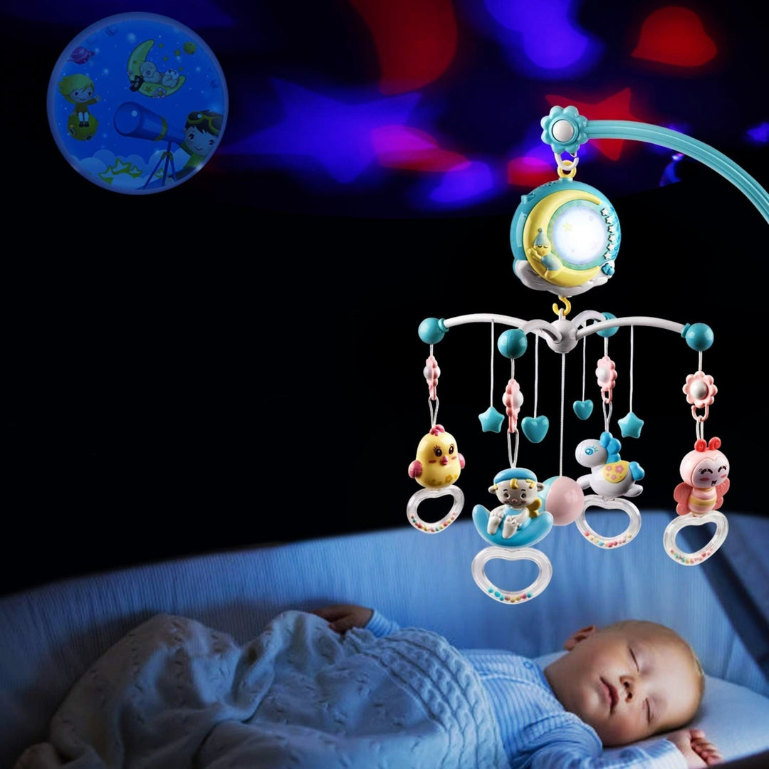 Baby Musical Crib Bed Bell Rotating Mobile Star Projection Nursery Light Baby Rattle Toy Image 12