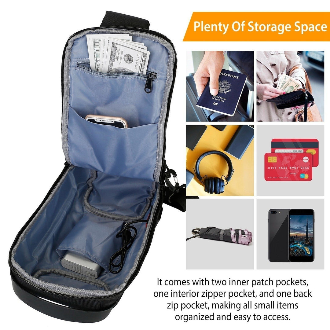 Mens Sling Backpack Waterproof Anti-theft Shoulder Crossbody Chest Bag Messenger Sling Bag Daypack with USB Charging Image 4