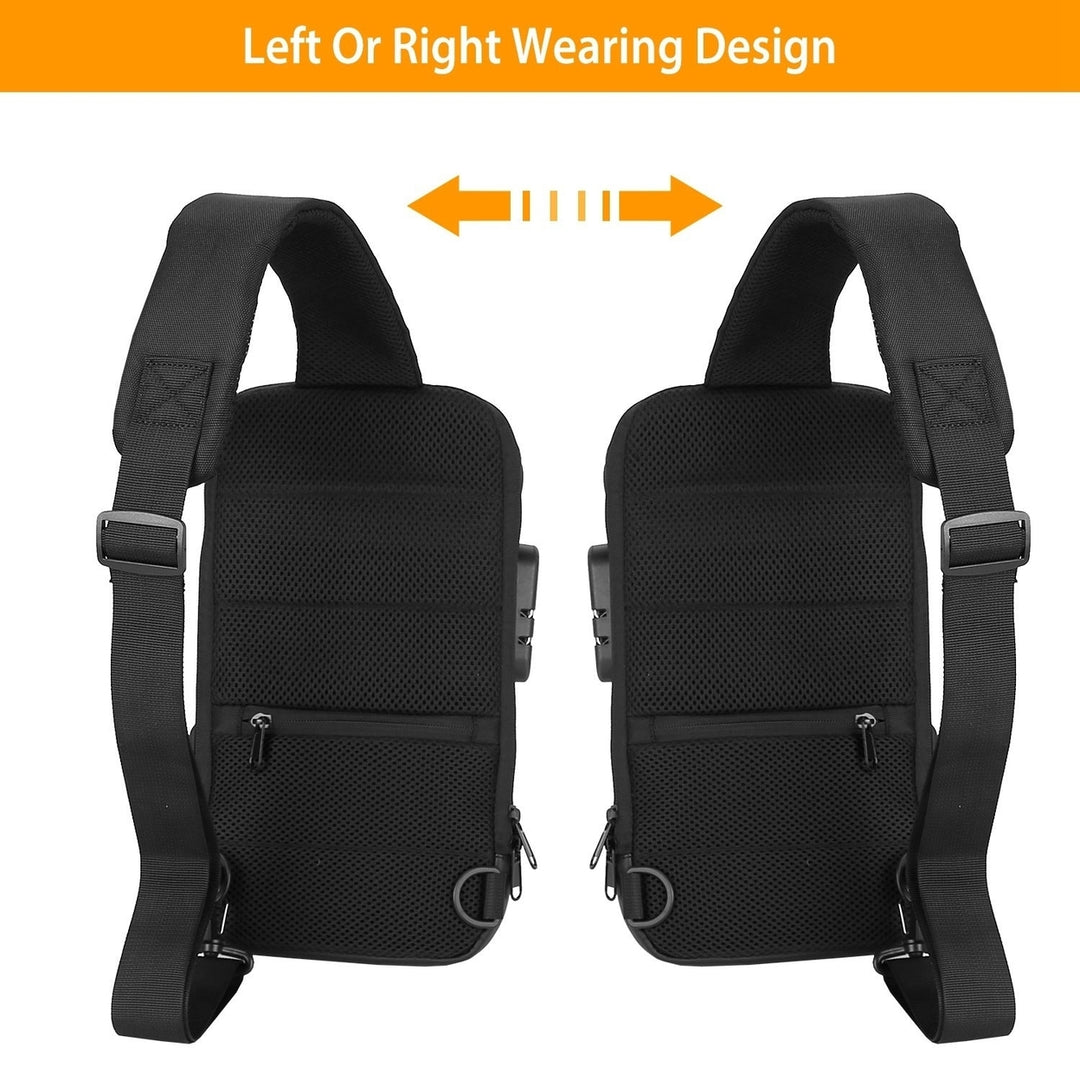 Mens Sling Backpack Waterproof Anti-theft Shoulder Crossbody Chest Bag Messenger Sling Bag Daypack with USB Charging Image 6