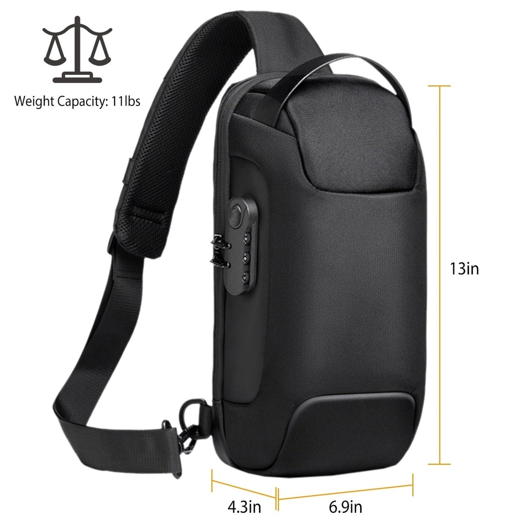 Mens Sling Backpack Waterproof Anti-theft Shoulder Crossbody Chest Bag Messenger Sling Bag Daypack with USB Charging Image 7