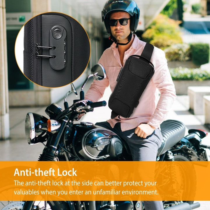 Mens Sling Backpack Waterproof Anti-theft Shoulder Crossbody Chest Bag Messenger Sling Bag Daypack with USB Charging Image 8