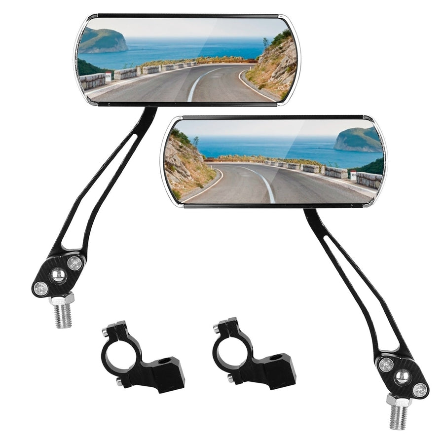 1 Pair Handlebar Bike Mirrors Adjustable 360 Degree Rotatable Safe Rearview Bicycle Mirror Scratch Resistant Rectangular Image 1