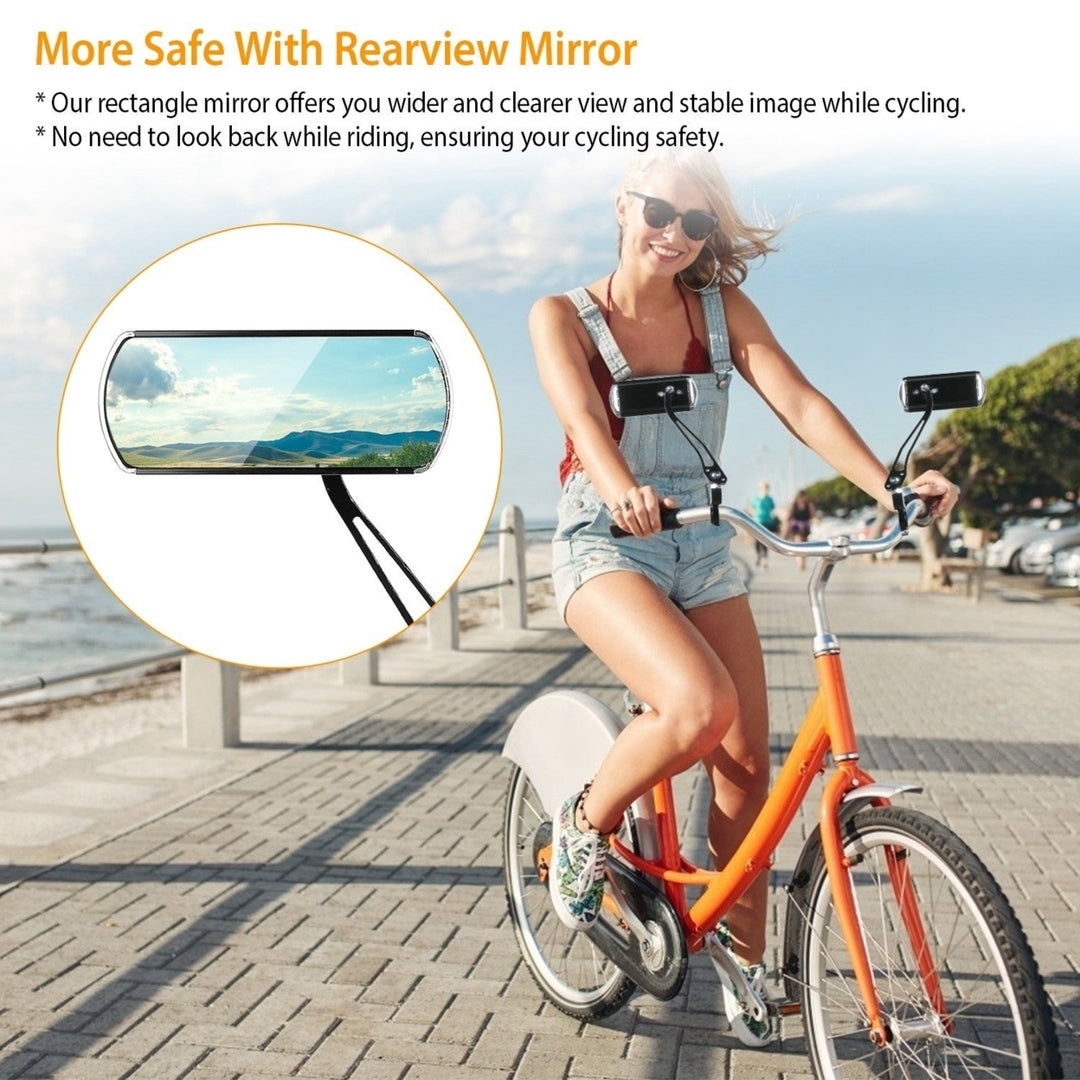 1 Pair Handlebar Bike Mirrors Adjustable 360 Degree Rotatable Safe Rearview Bicycle Mirror Scratch Resistant Rectangular Image 4