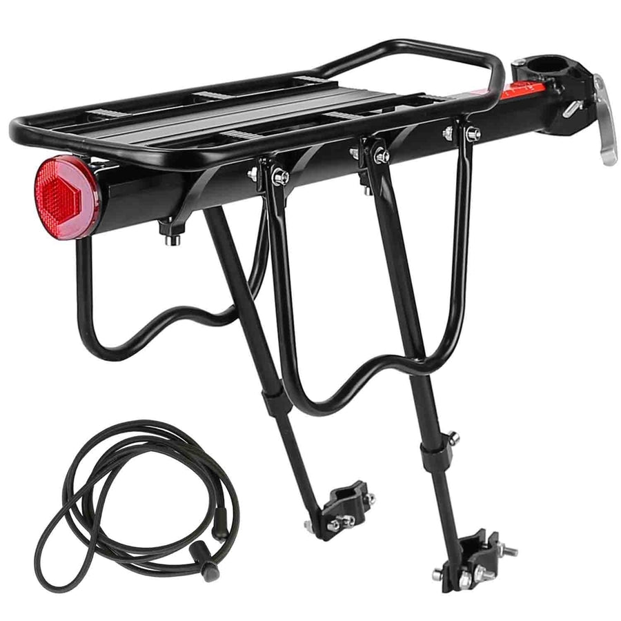 Bike Cargo Rack Adjustable Bicycle Rear Rack Cycling Luggage Carrier with Elastic Cord Red Reflector 55LBS Load Capacity Image 1