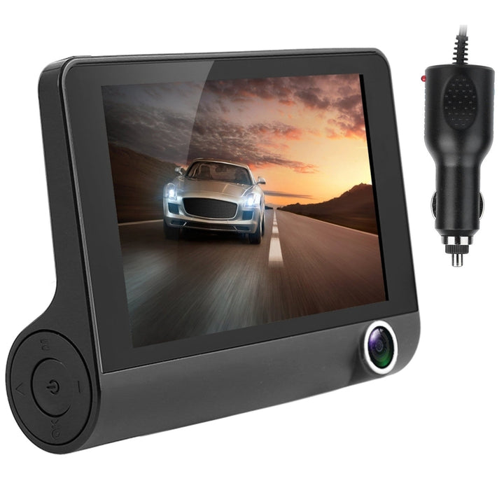 1296P Car DVR Dash Camera 4In 3 Lens Vehicle Driving Recorder Seamless Recording Image 1